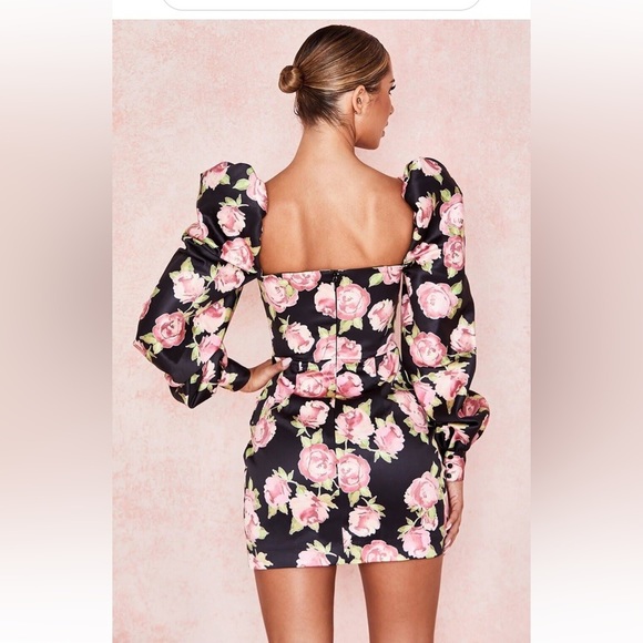 House of CB Amaryllis Rose Print Mini Dress - Picture 2 of 12